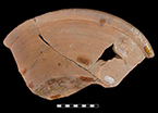 North Devon gravel tempered pan.&nbsp;Glazed interior and unglazed exterior. Approximately 16" rim diameter.